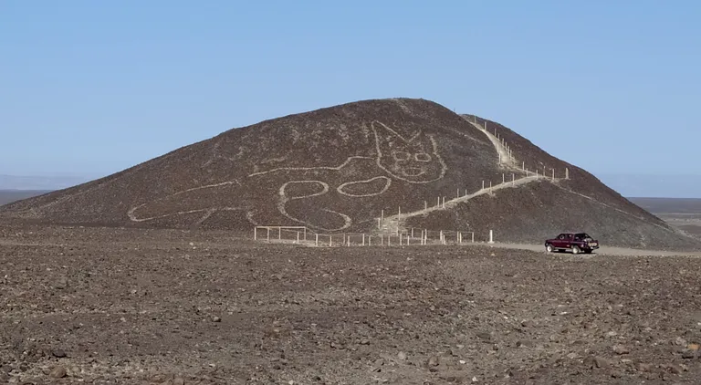 Геоглиф кошки в Перу.
