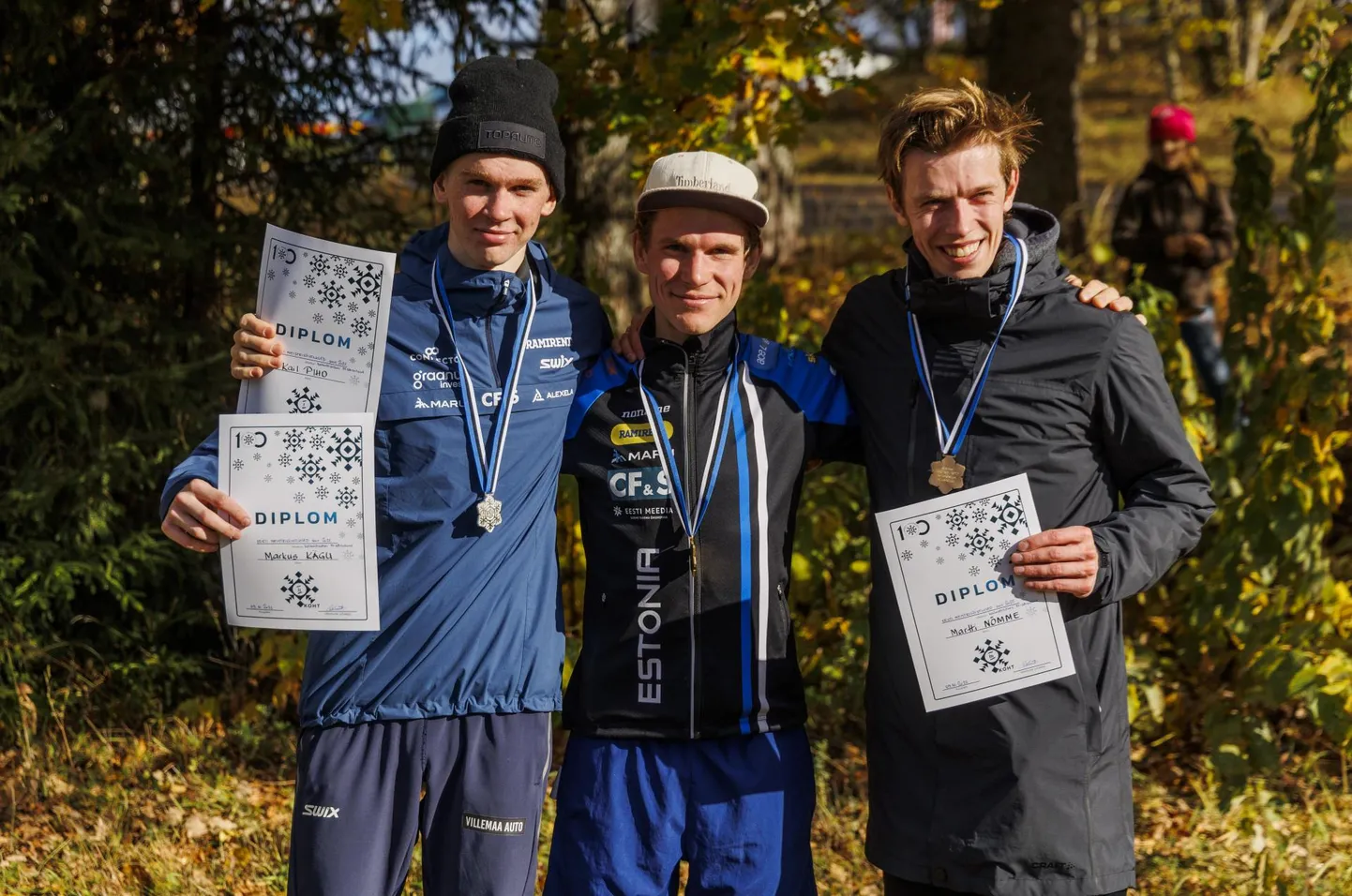 Meeste põhivõistluse esikolmik: Kail Piho (keskel), Markus Kägu (vasakul) ja Martti Nõmme
