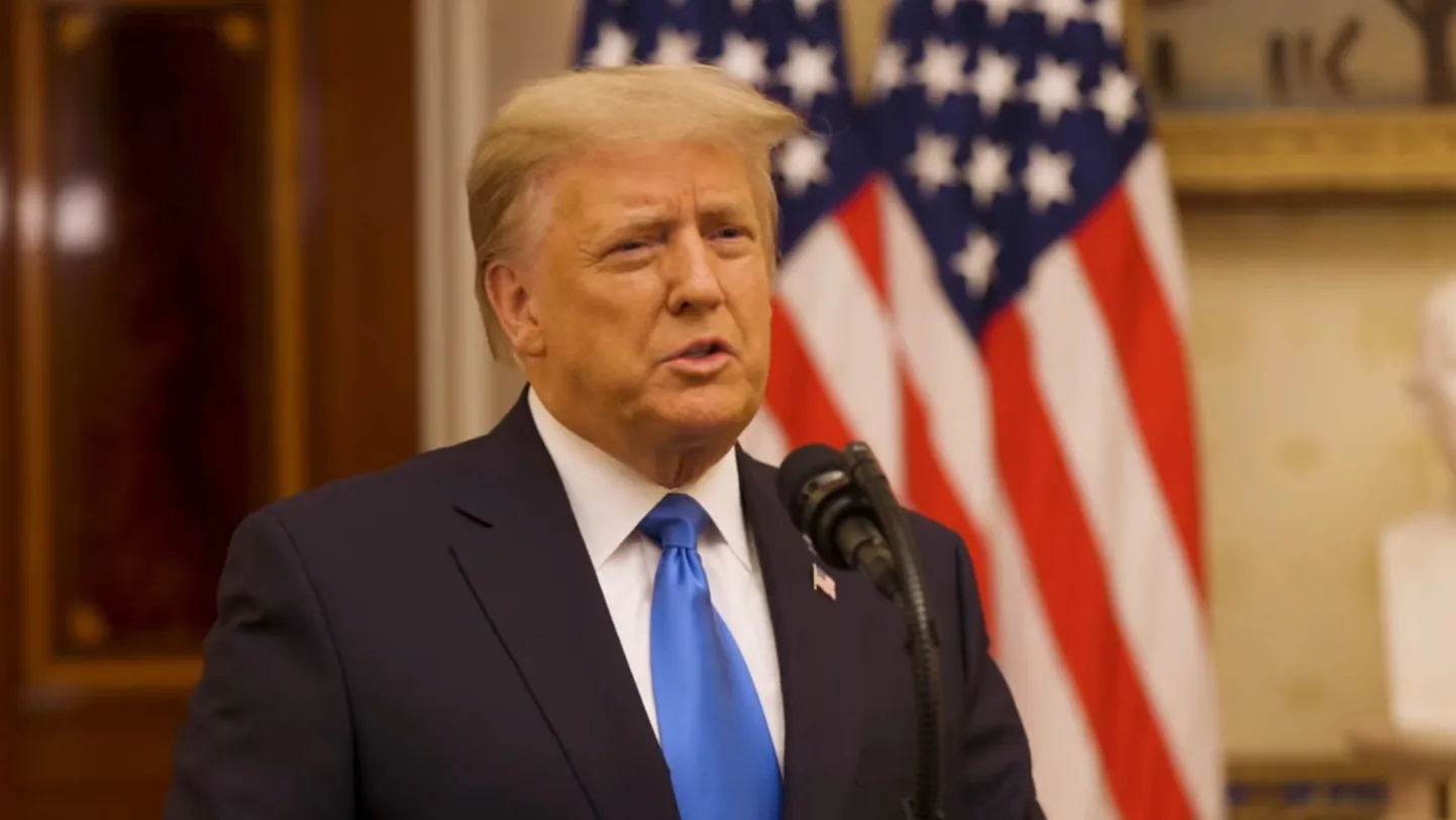USA president Donald Trump esinemas oma viimases videopöördumises enne ametist lahkumist.