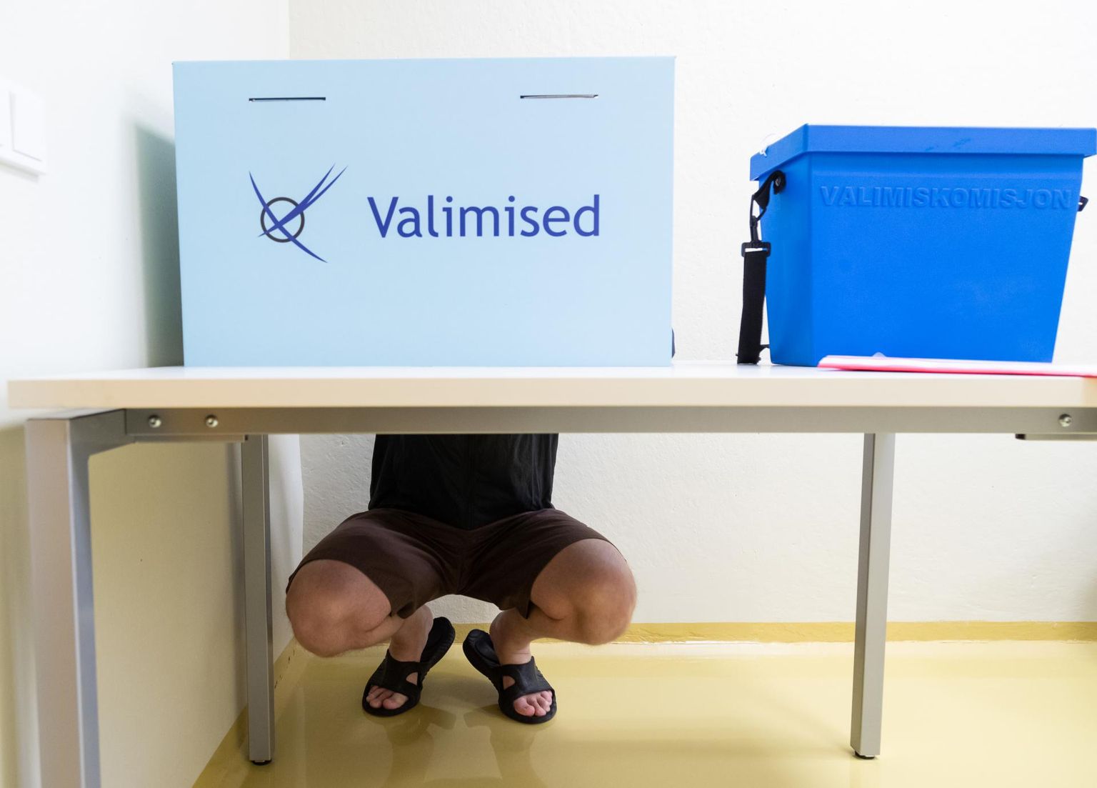Stiilinäide riigikogu valimistest Tallinna arestimajas. Lisaks oli võimalik eelhääletada kodus, haiglas, ööpäevases hoolekandeasutuses, laeval, välisriigis, kirja teel ning elektrooniliselt.