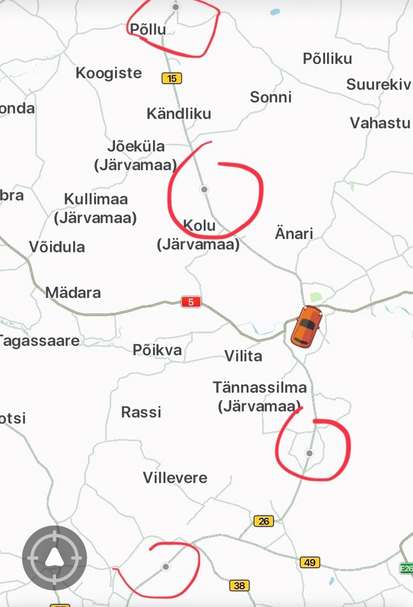 Waze'is on registreeritud mitu väiksemat avariid