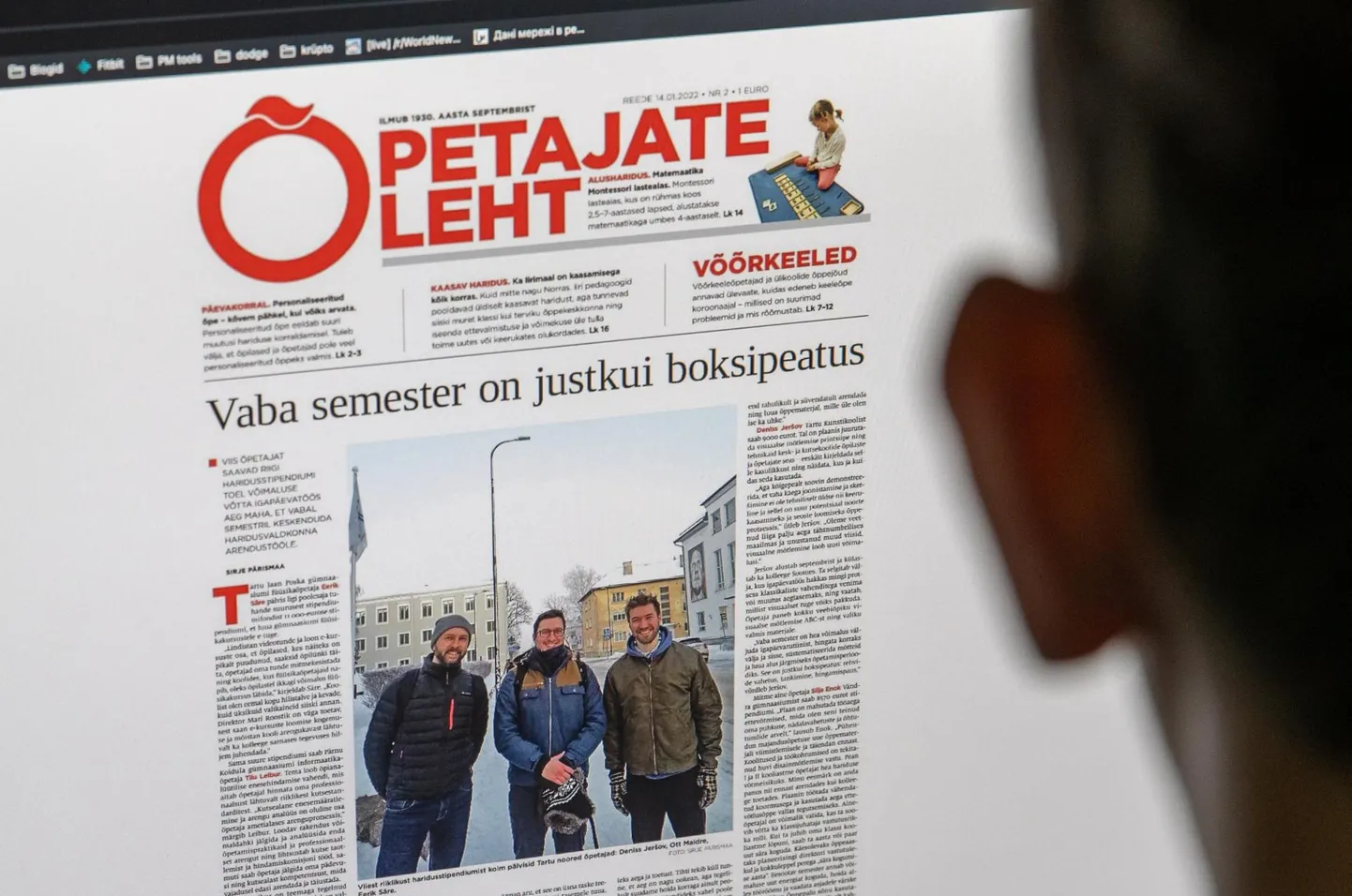 Õpetajate Lehe veebiversioon. Foto on illustreeriv.