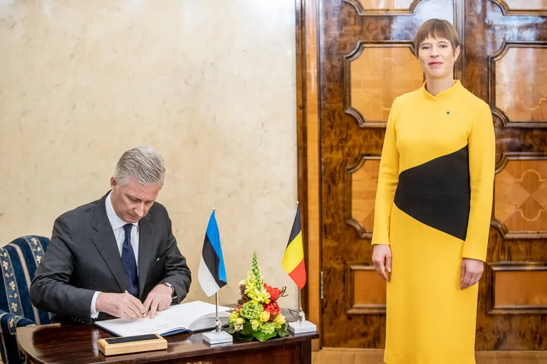 Belgia kuningas Philippe Kadriorus kohtumas Kersti Kaljulaiuga, 2. aprill 2019.