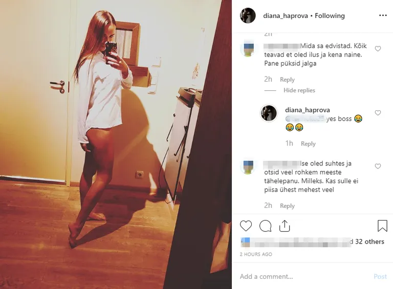 Netikommentaator Tarmole ei meeldinud Diana Haprova pilt.
