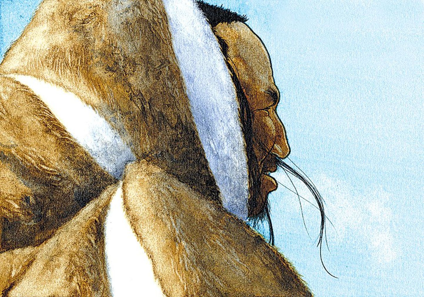 Nuna K. Gotfredseni joonistus 4000 aastat tagasi Gröönimaal elanud Saqqaqi hõimu mehest.