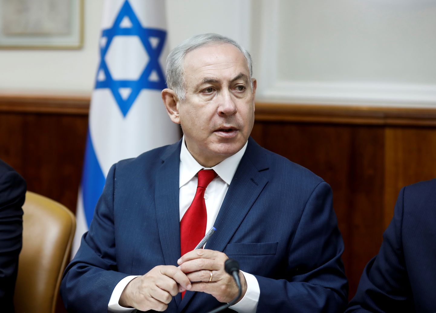 Iisraeli peaminister Benjamin Netanyahu pühapäeval valitsusjuhi residentsis iganädalasel kabinetinõupidamisel.