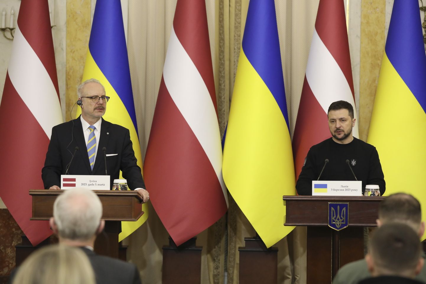 Latvijas prezidents Egils Levits un Ukrainas prezidents Volodimirs Zelenskis
