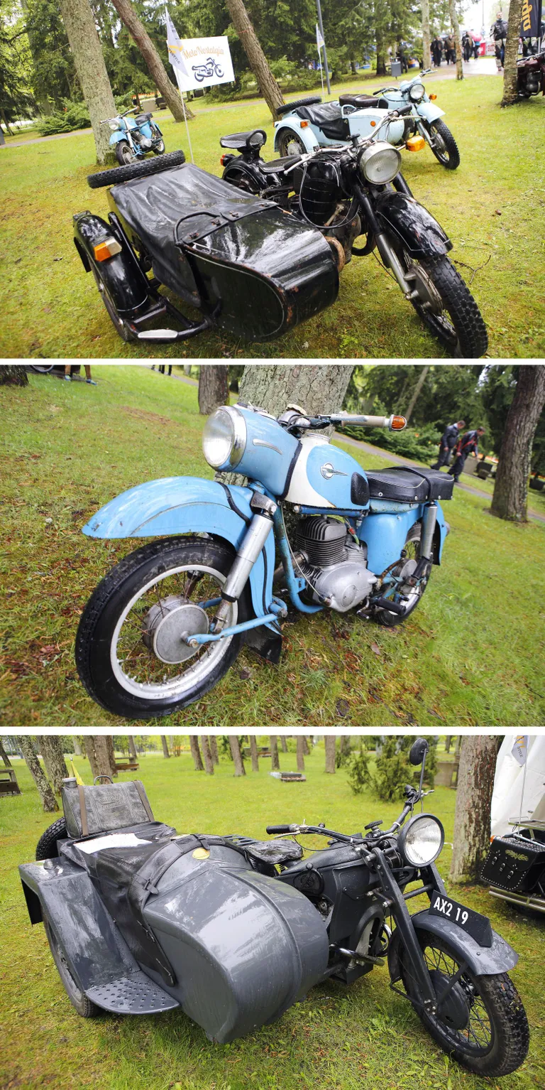 Vene tsiklid sobivad hästi nostalgiaparaadile (ülalt alla): Dnepr MT-12 (NSV Liit, 1977), MZ ES 175 (Saksa DV, 1965), Gnome et Rhône AX II (Prantsusmaa, 1941). Fotod:
