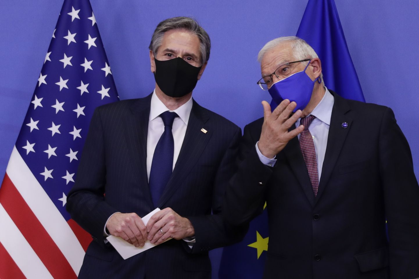 USA välisminister Anthony Blinken (vasakul) ja Euroopa Liidu välispoliitikajuht Josep Borrell (paremal).
