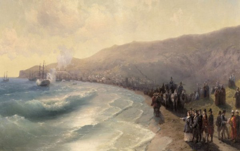 Painting by Ivan Aivazovsky: Arrival of Catherine II in Feodosia during 1784, directly following the Russian annexation of Crimea in 1783.