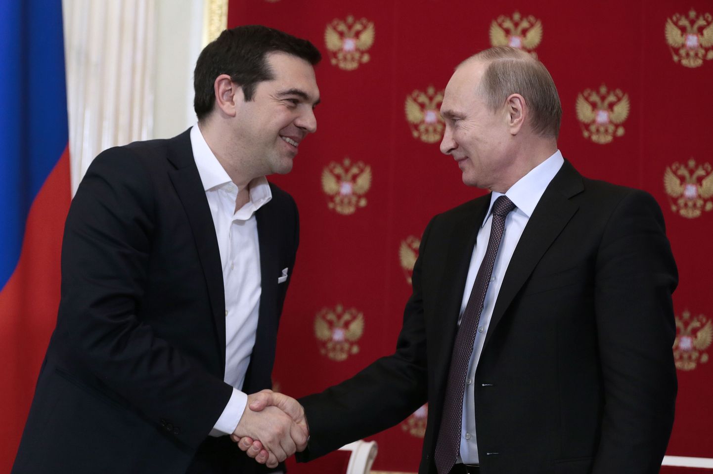 Vene president Vladimir Putin ja Kreeka peaminister Alexis Tsipras eile Kremlis.