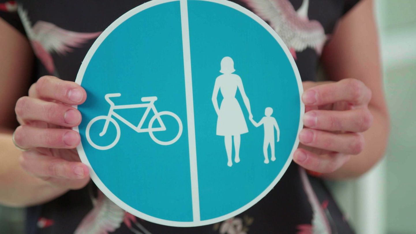 Знак велосипедно-пешеходной дорожки.
