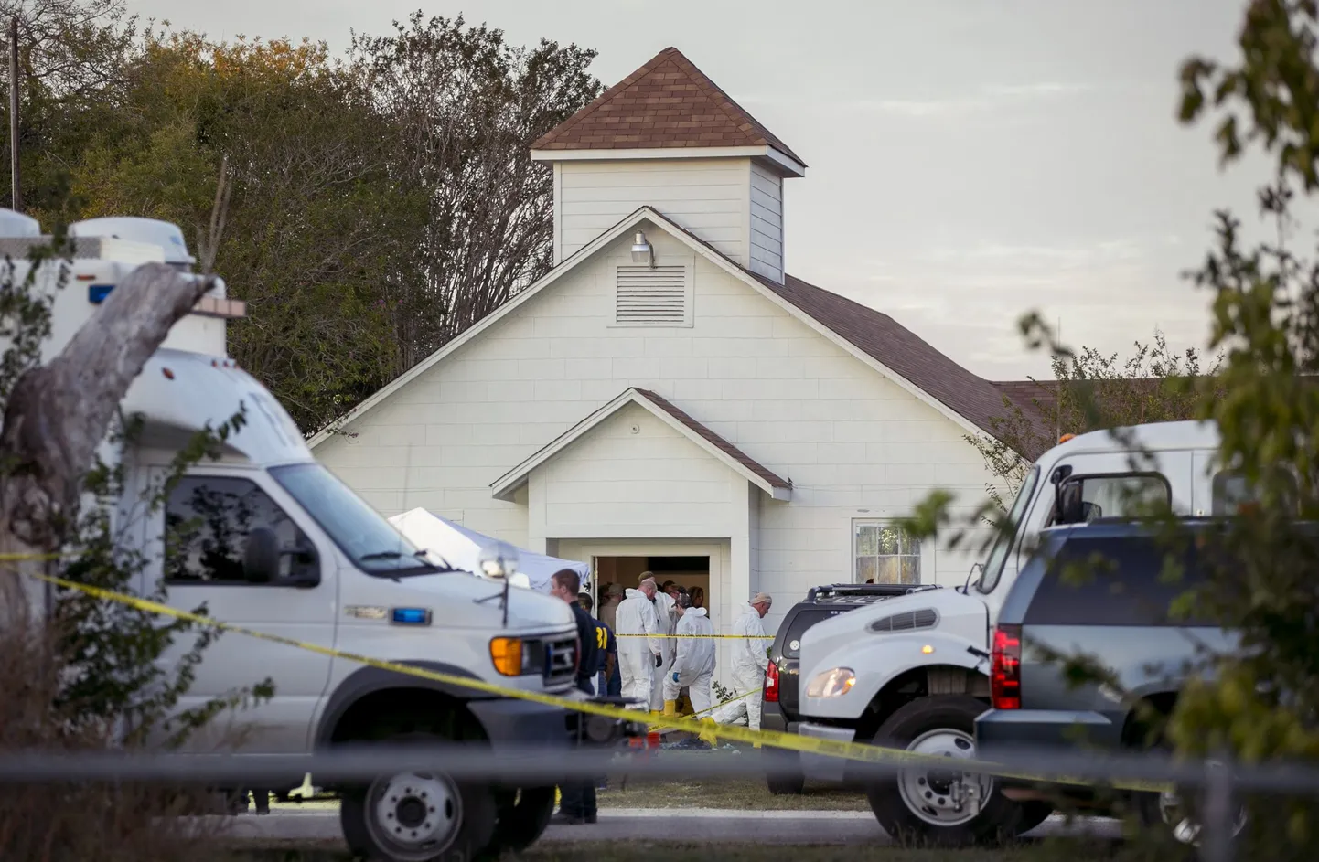 Sutherland Springs baptistikogudus, kus pühapäeval leidis aset vähemalt 26 inimelu nõudnud massitulistamine.