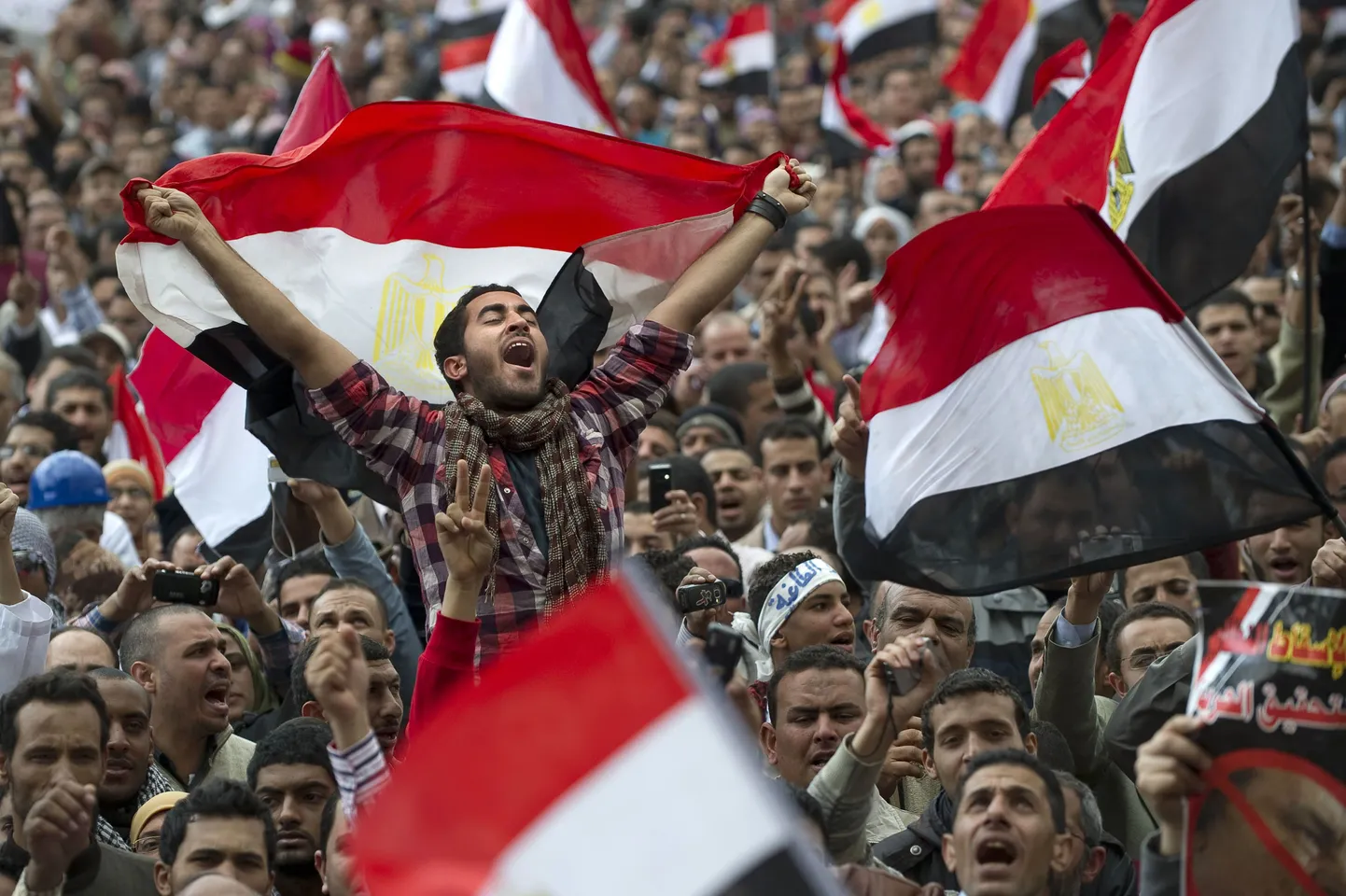 Mubaraki vastased Egiptuses Kairo Tahriri väljakul.