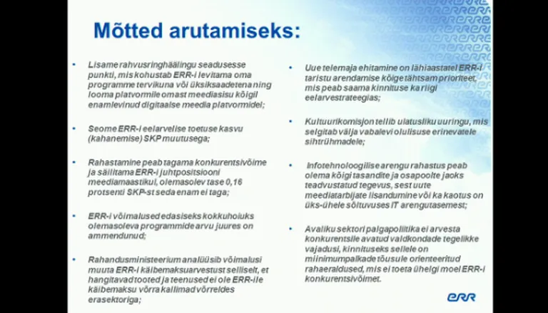 Kuvatõmmis kultuurikomisjoni istungilt Margus Allikmaa ettepanekutega.