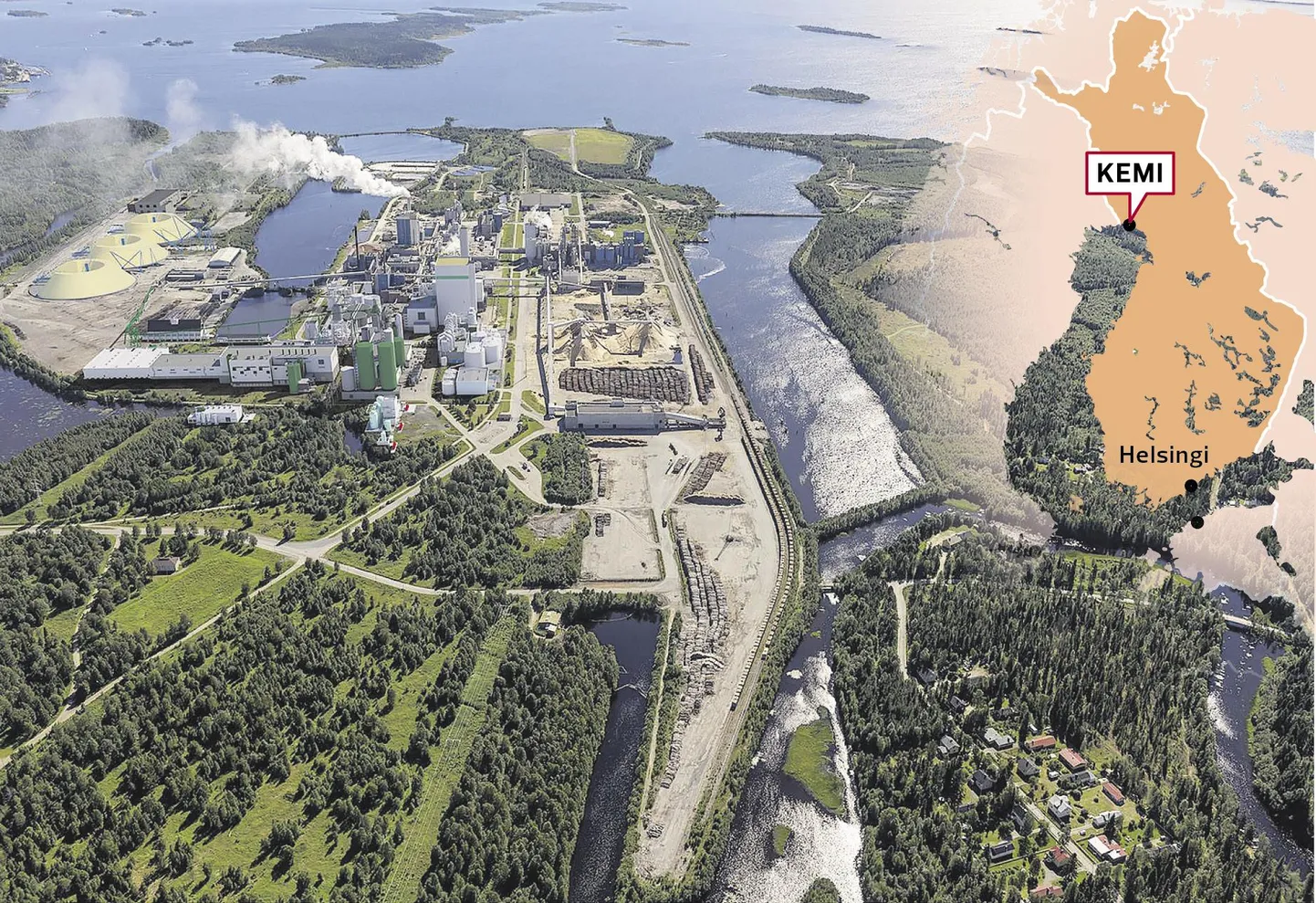 Selline näeks välja Kemi uus tselluloositehas linnulennult.