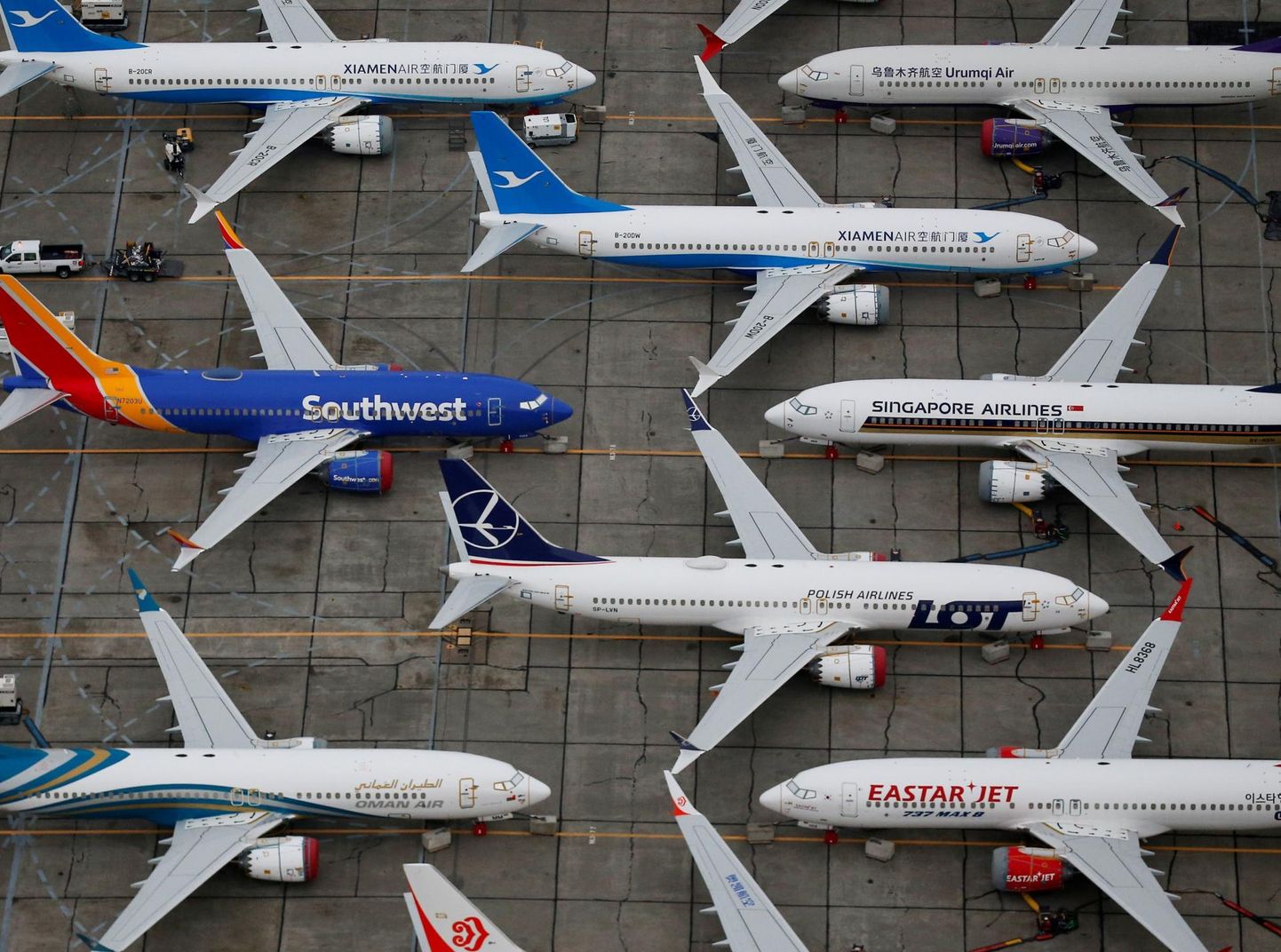 Tehniliste probleemide tõttu pandi hiljuti seisma üle 170 Boeingu lennuki, lennufirmad pidid seetõttu tühistama sadu lende päevas. FOTO: Lindsey Wasson/Reuters/Scanpix