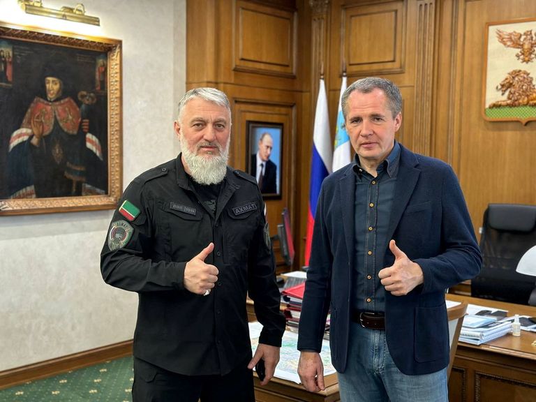 Адам Делимханов встречается с главой Белгородской области РФ Вячеславом Гладковым, июнь 2023 года.
