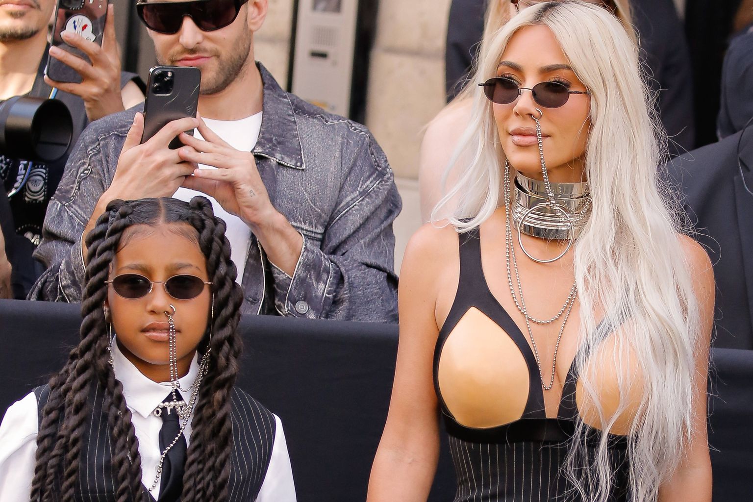 Kim Kardashian and North West - Outside arrivals at the Jean-Paul Gaultier Haute Couture Fall/Winter 2022-2023 fashion show (designed by Olivier Rousteing ), as part of Paris Fashion Week on July 06, 2022 in Paris, France.//03HAEDRICHJM_0010JMH/2207071218