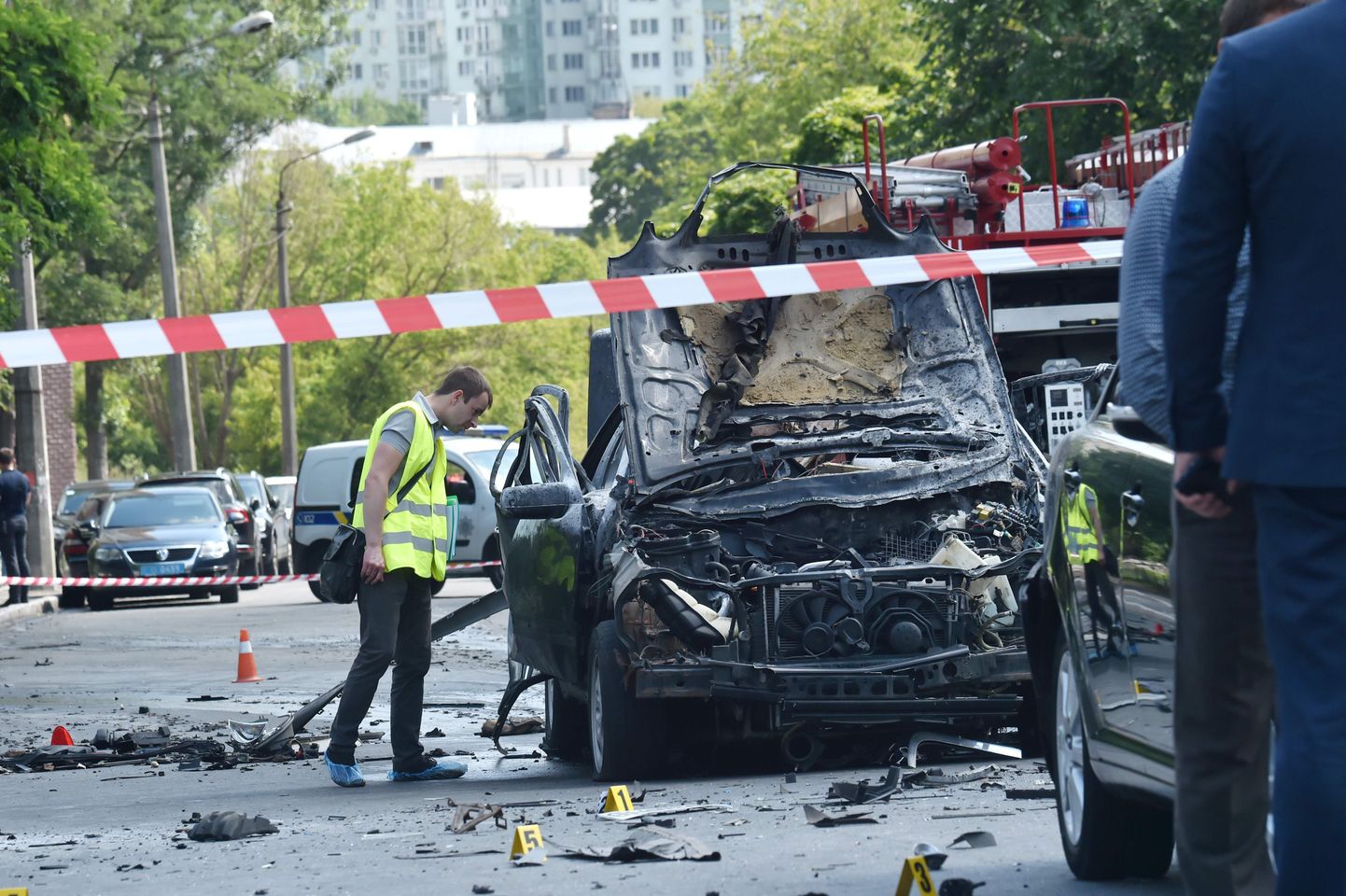 Sellel pildil on sõiduk, mis plahvatas Kiievis tänavu juunis.