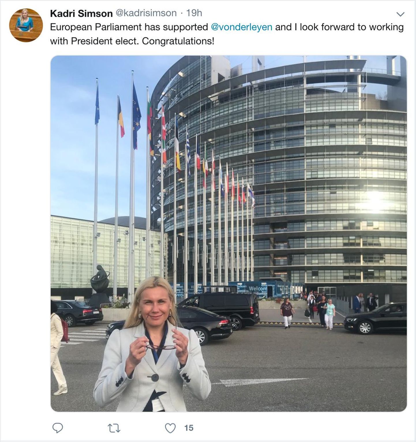 Lootuses saada lõpuks volinikukuulamisele juhtus Kadri Simson Strasbourgi europarlamenti täpselt samal ajal, kui valiti ära järgmine Euroopa Komisjoni president.