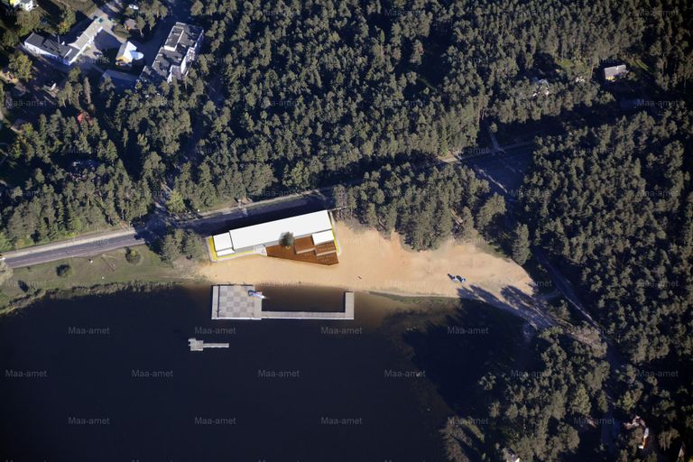 Montaažilt on näha uue rannahoone-ujula maksimaalne planeeringuga lubatud suurus Verevi rannas, see ei ole arhitektuurne lahendus.