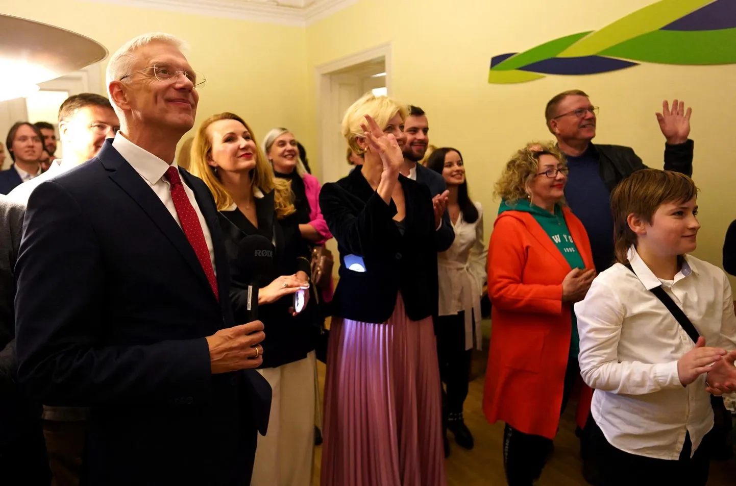 Läti peaminister Krišjānis Kariņš Uue Ühtsuse peakorteris 1. oktoobril 2022 Läti seimi valimiste õhtul. REUTERS/Janis Laizans FOTO: Janis Laizans