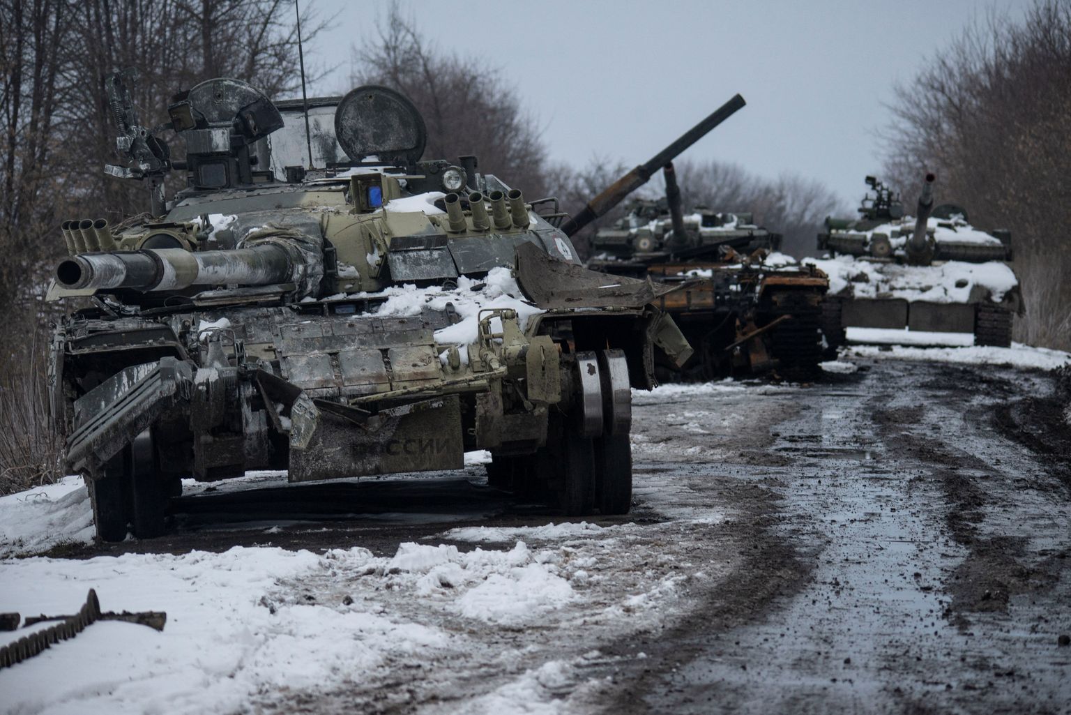 Purustatud Vene tankid Ukrainas. Foto on illustreeriv.