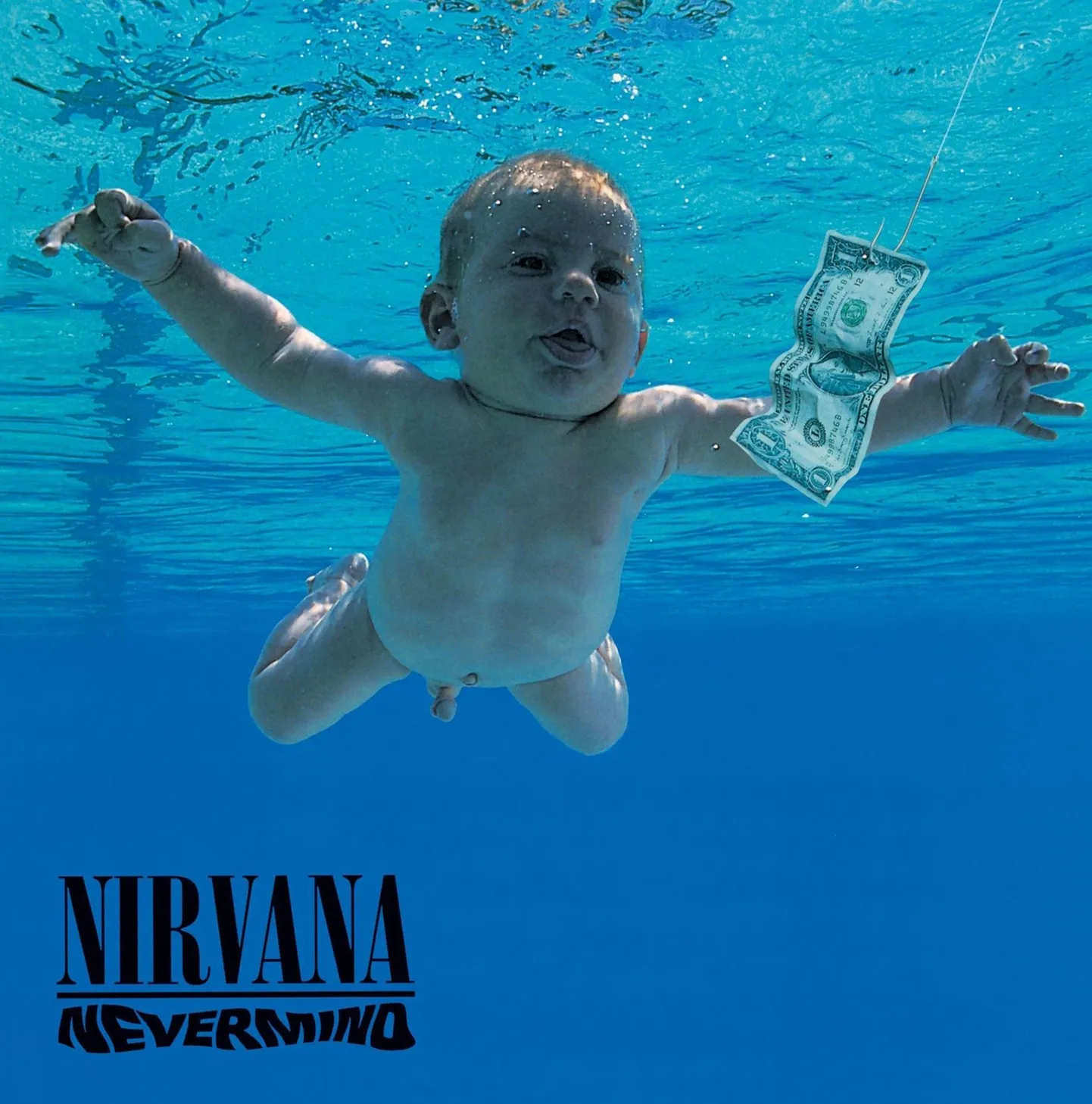 Nirvana albumi «Nevermind» kaas, mille ujuv imik on otsustanud kõik beebipildiga seotud surnud ja elavad kohtusse anda.