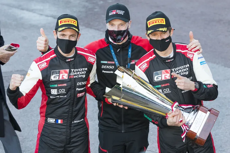 Monte Carlo võitjad: Julien Ingrassia, Jari-Matti Latvala ja  Sebastien Ogier.