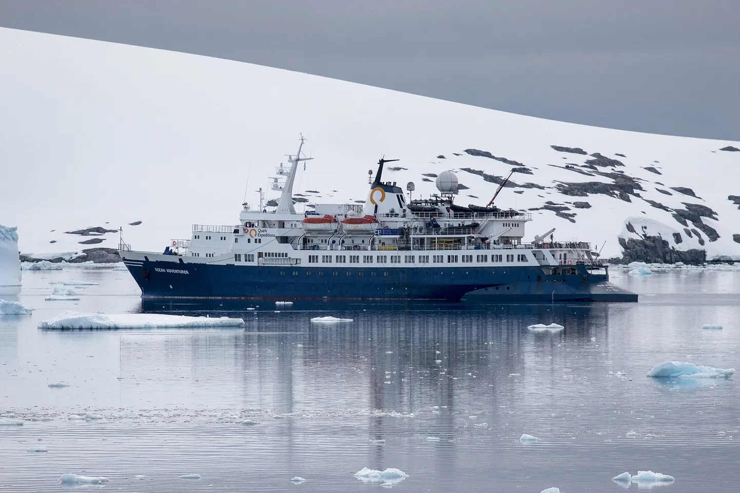 Polaaraladele ekspeditsioone tegeva Quarke Expeditions´i laevad on pigem väiksed. Pildil olev Ocean Adventurer võtab peale vaid 128 reisijat.