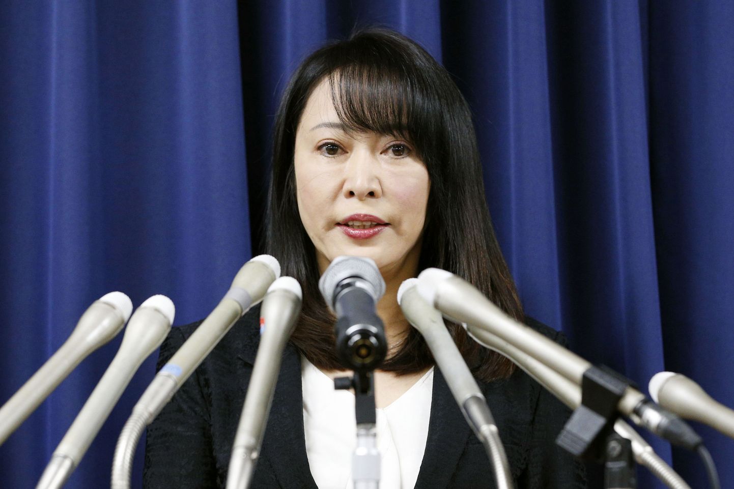Jaapani justiitsminister Masako Mori hukkamise puhul korraldatud pressikonverentsil.