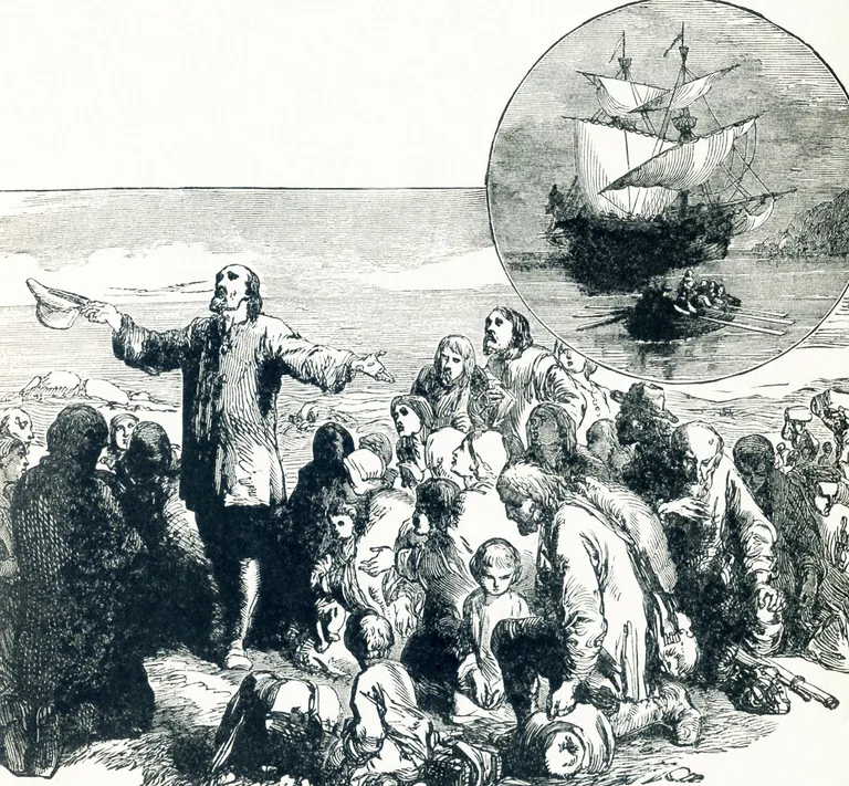 Inglise puritaanide saabumine laeval Mayflower Põhja-Ameerikasse
