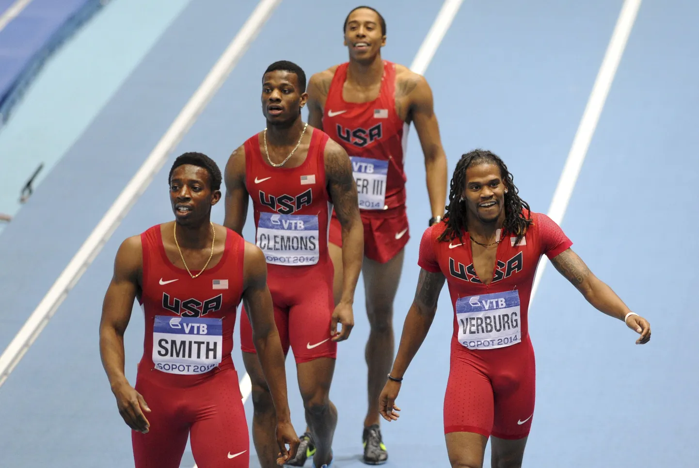 USA võidukas nelik (vasakult) Calvin Smith, Kyle Clemons, Kind Butler III ja David Verburg.