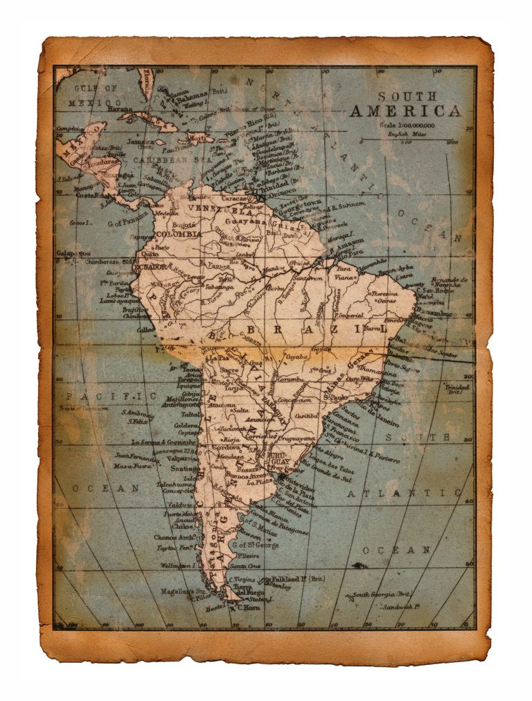 Lõuna-Ameerika vanal kaardil. Pilt on illustreeriv