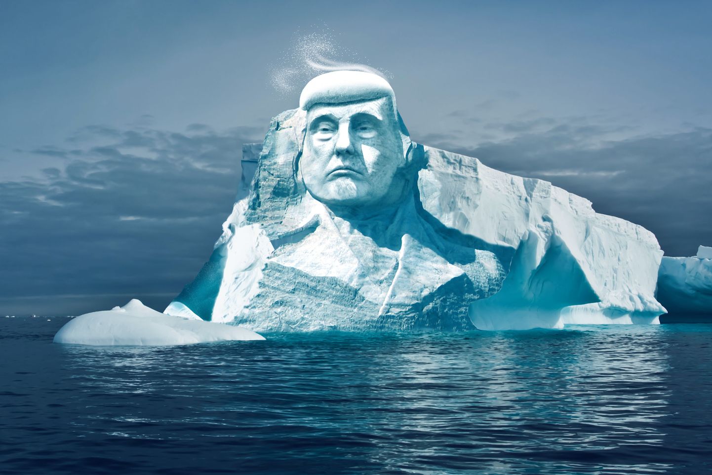 Ледяная голова Трампа должна стать наглядным примером изменения климата на Земле.