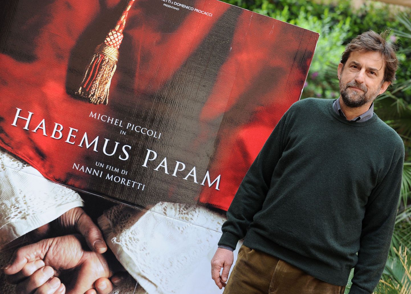 Itaalia filmilavastaja Nanni Moretti 2011. aastal reklaamimas oma filmi "Habemus Papam".