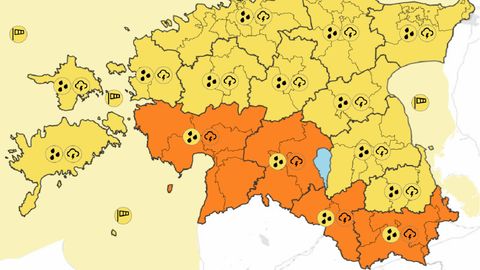 HOIATUS ⟩ Pärastlõunal oodatakse tugevat sadu, õhtul lisandub rahe- ja trombioht