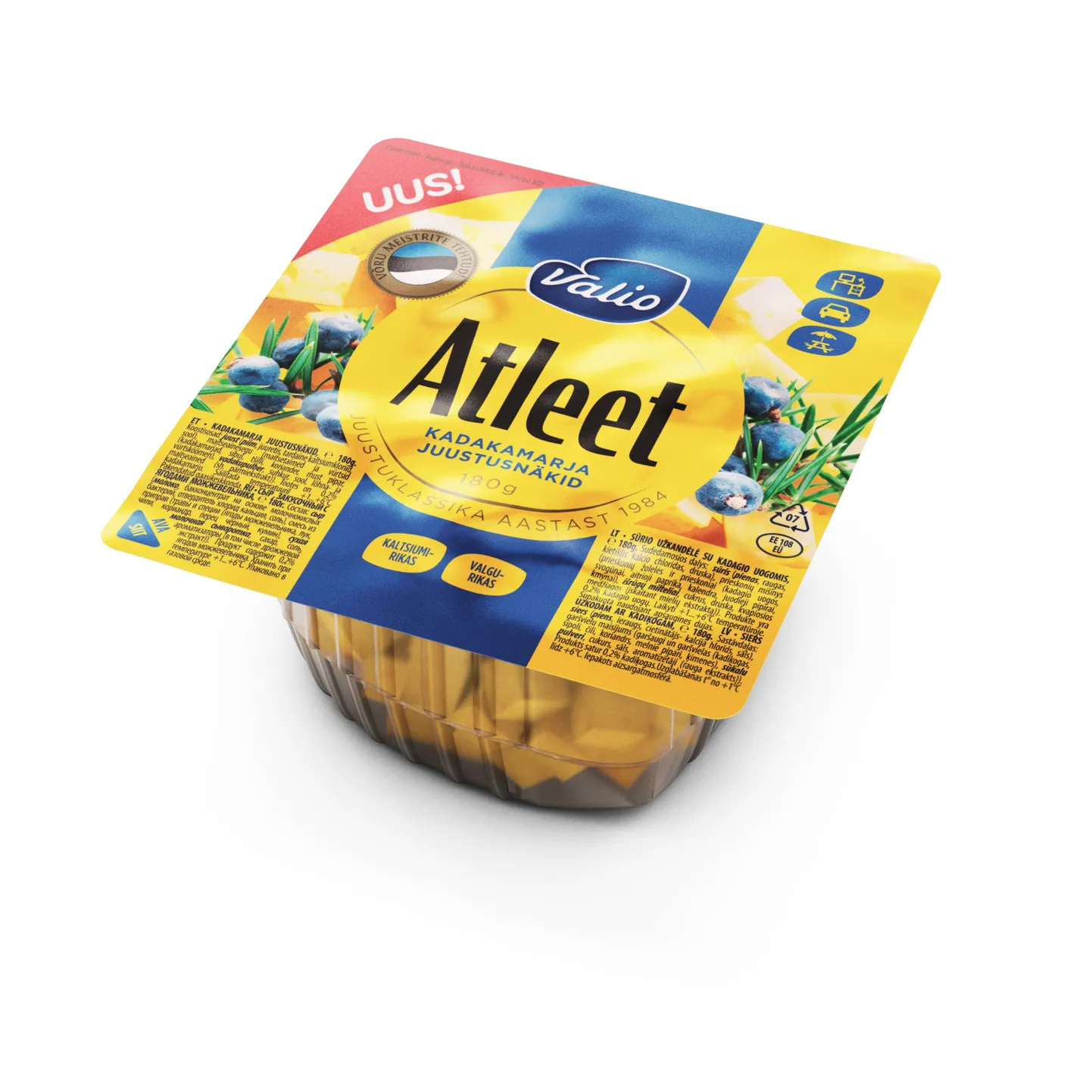 Valio kadakamarjamaitselised juustusnäkid.