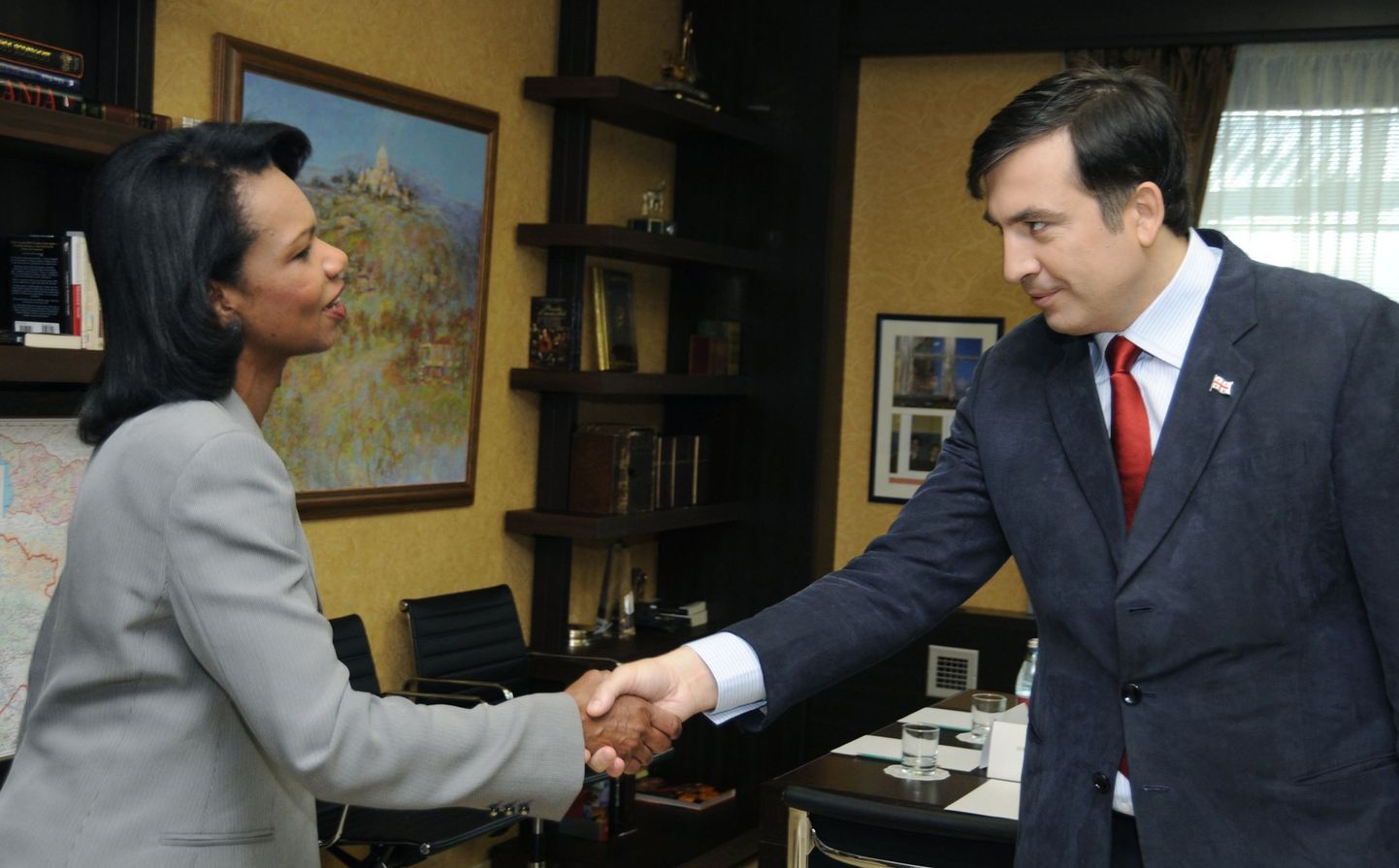 Condoleezza Rice ja Mihhail Saakašvili täna Thbilisis.