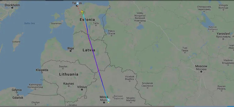 Belavia lennuki teekond.