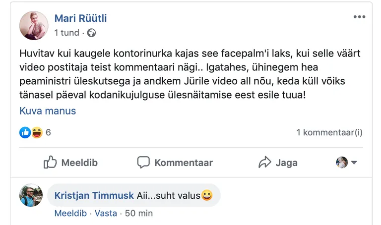 Inimesed jagavad peaministri postitust kodanikujulguse päeva puhul tunnustada neid kõige julgemaid.