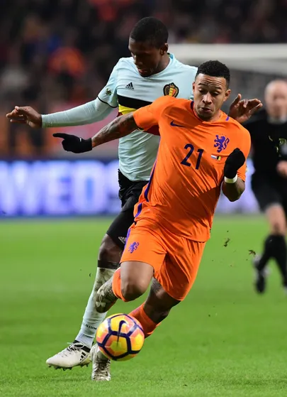 Memphs Depayd jälitav Christian Kabasele tegi kolmapäeval Hollandi vastu A-koondise debüüdi. FOTO: Scanpix