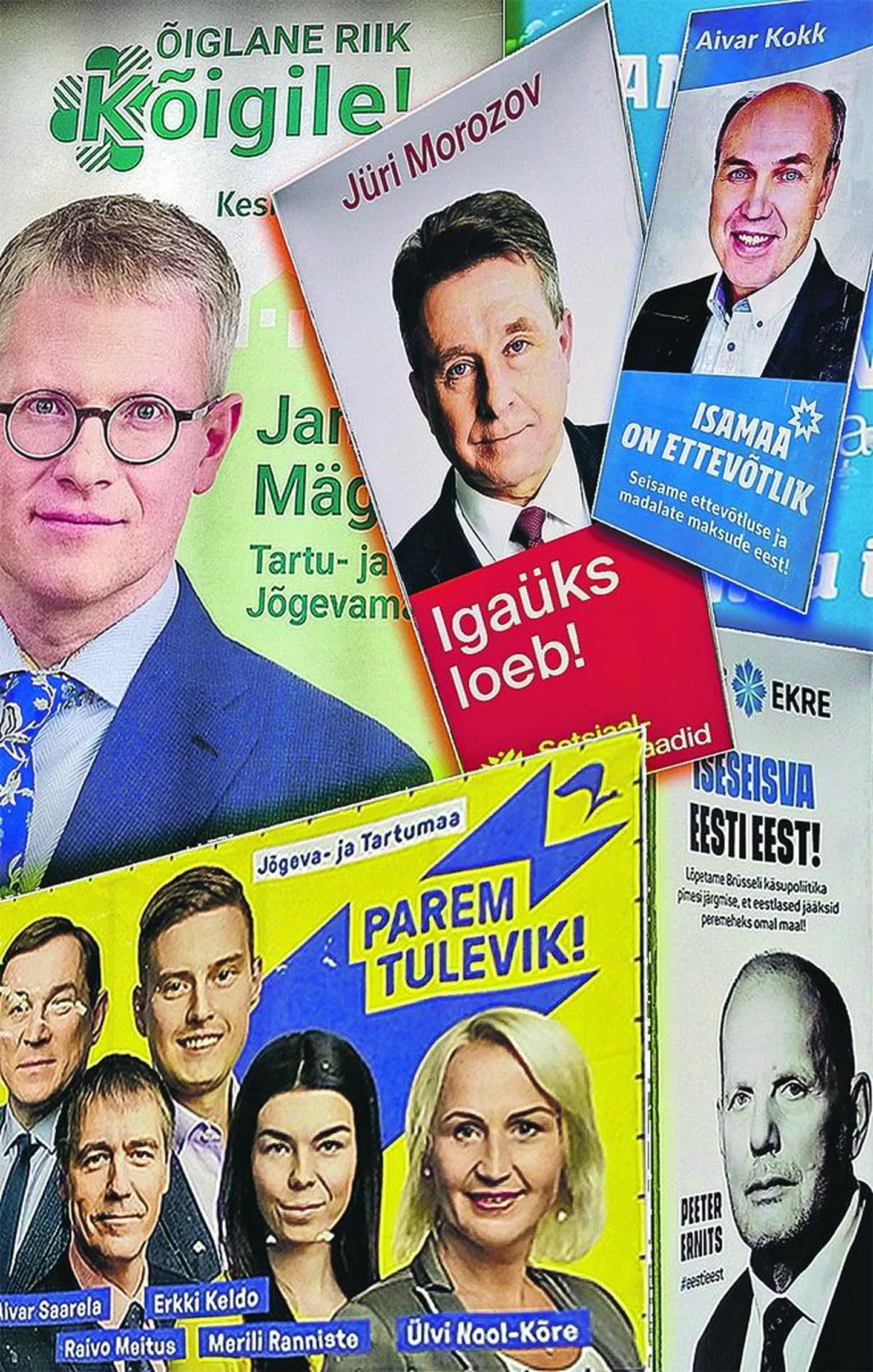 Valimiste lähenemist kinnitavad ka tänavatele ilmunud erakondade kampaania­plakatid.