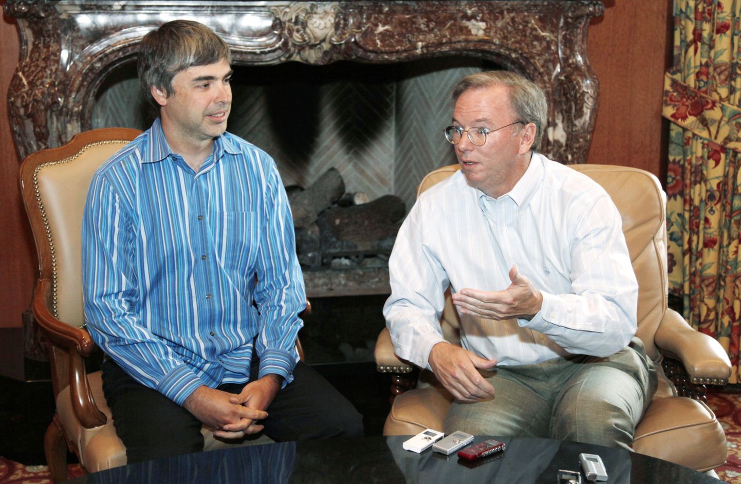 Google'i asutaja ja tegevjuht Larry Page (vasakul) ning nõukogu esimees Eric Schmidt.