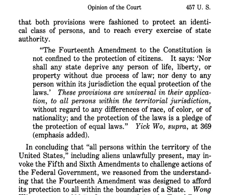 ASV Augstākās tiesas spriedums lietā "Plyler pret Doe", 457 U.S. 202 (1982. gads)