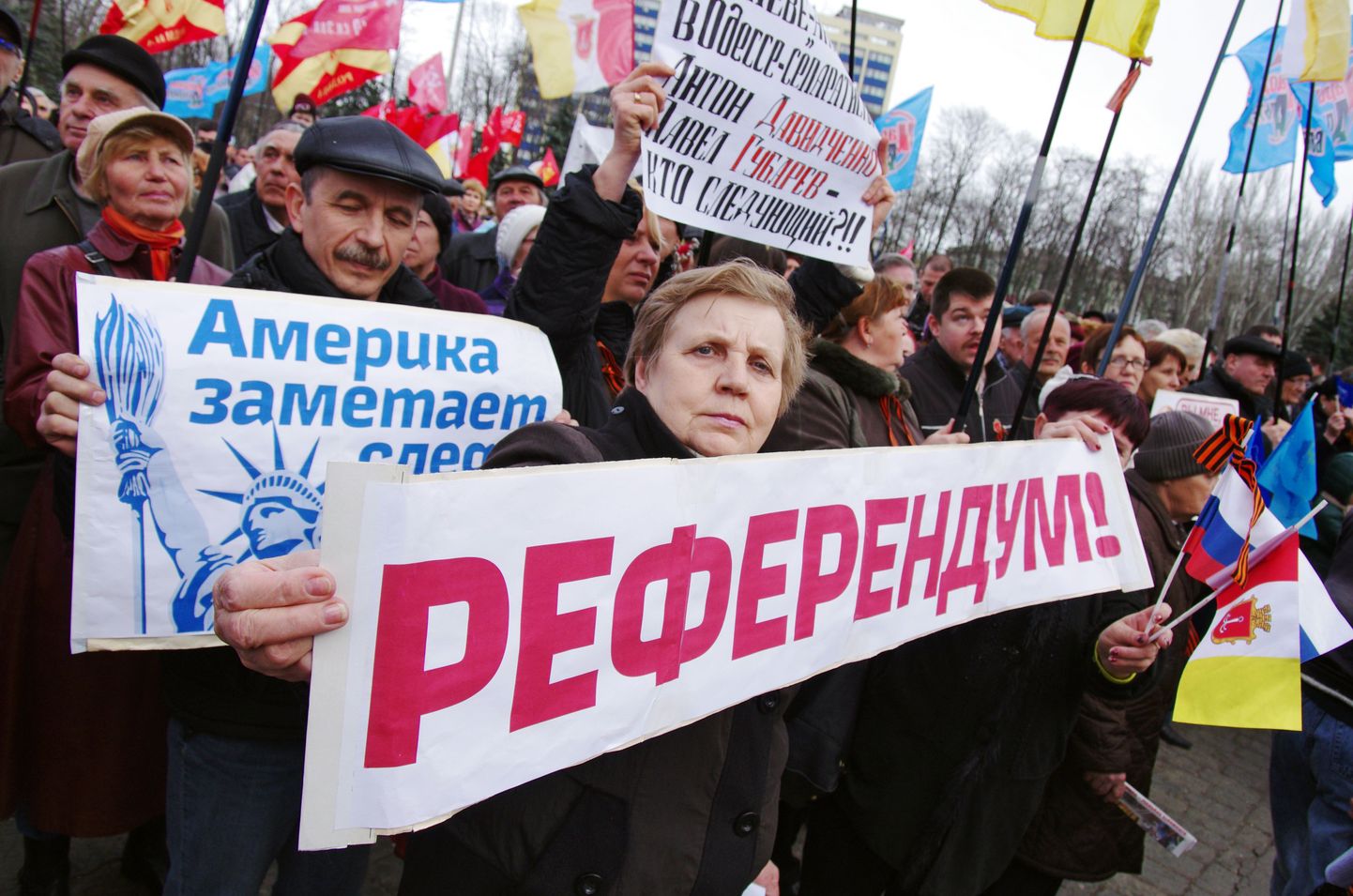 Venemeelne protesteerija nõudmas referendumit ka Odessas.