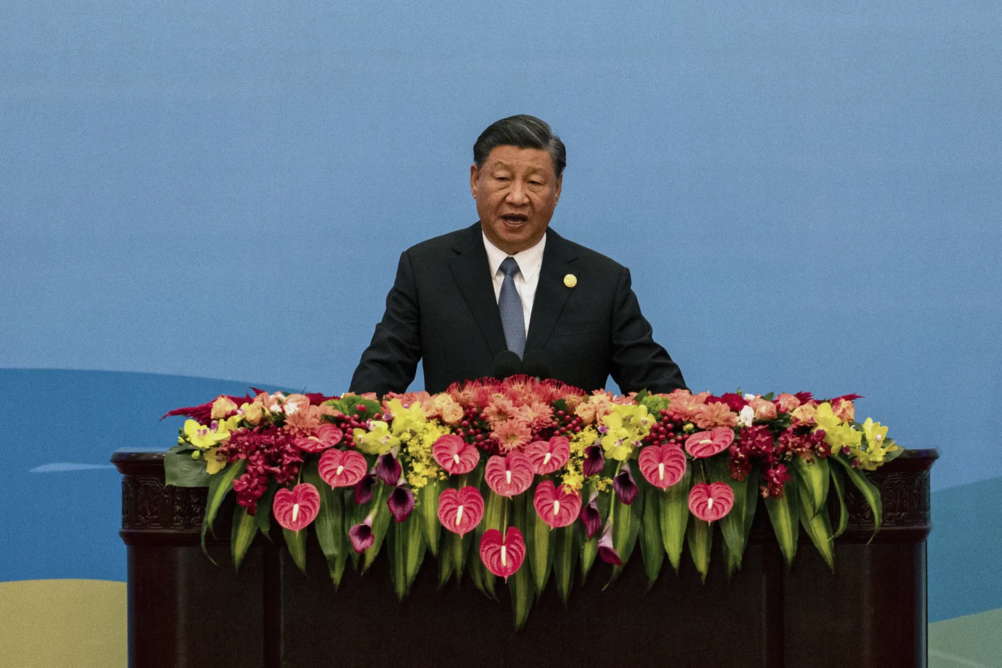 Hiina president Xi Jinping peab kõnet Vöö ja Tee tippkohtumisel.
