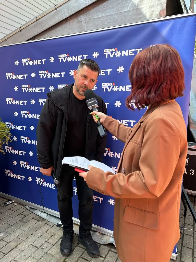 Интарс Бусулис и журналист RUS TVNET Раиса Смирнова