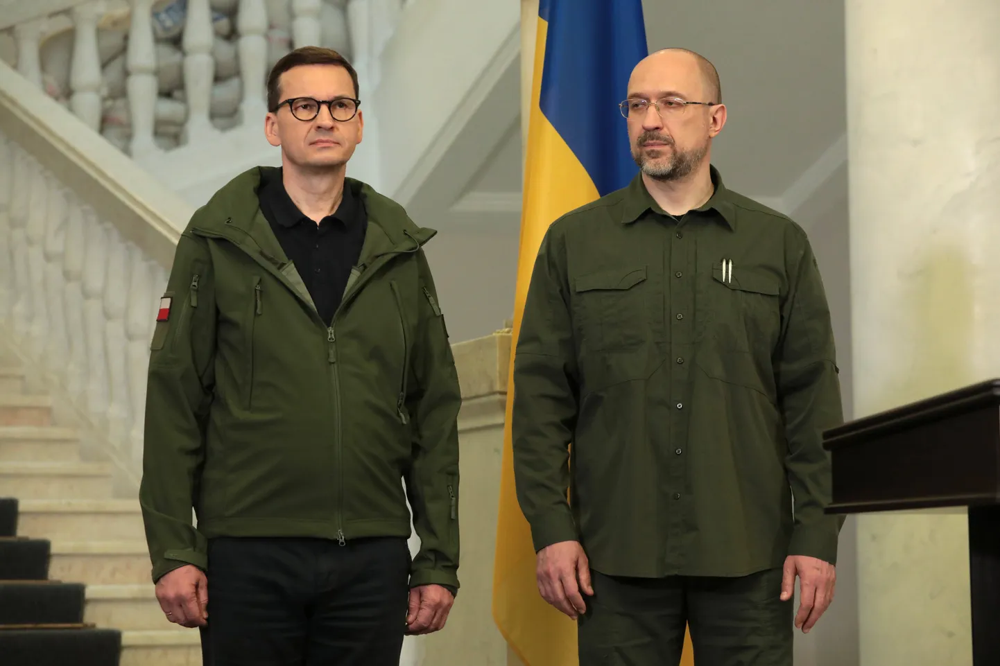 Poola peaminister Mateusz Morawiecki ja Ukraina valitsusjuht Denõss Šmõhal 1. juunil Kiievis. Foto on illustratiivne.